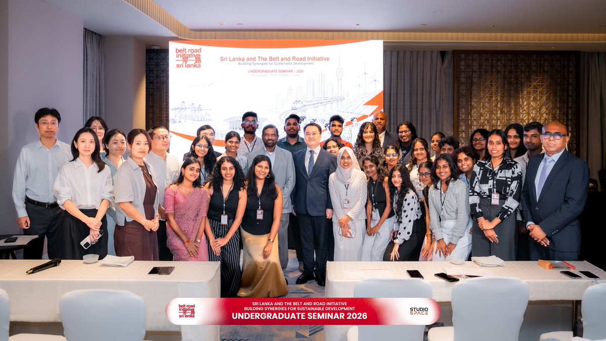 ChinaEmbSL's tweet photo. Delighted to witness the fruitful conclusion of the Undergraduate Seminar 2026 on "Sri Lanka and the Belt and Road Initiative-Building Synergies for Sustainable Development"!
Warmest congratulations to all bright young participants! Youth represents the future of China-Sri Lanka friendship and sustainable cooperation. Keep shining and building bridges together! #ChinaSriLanka