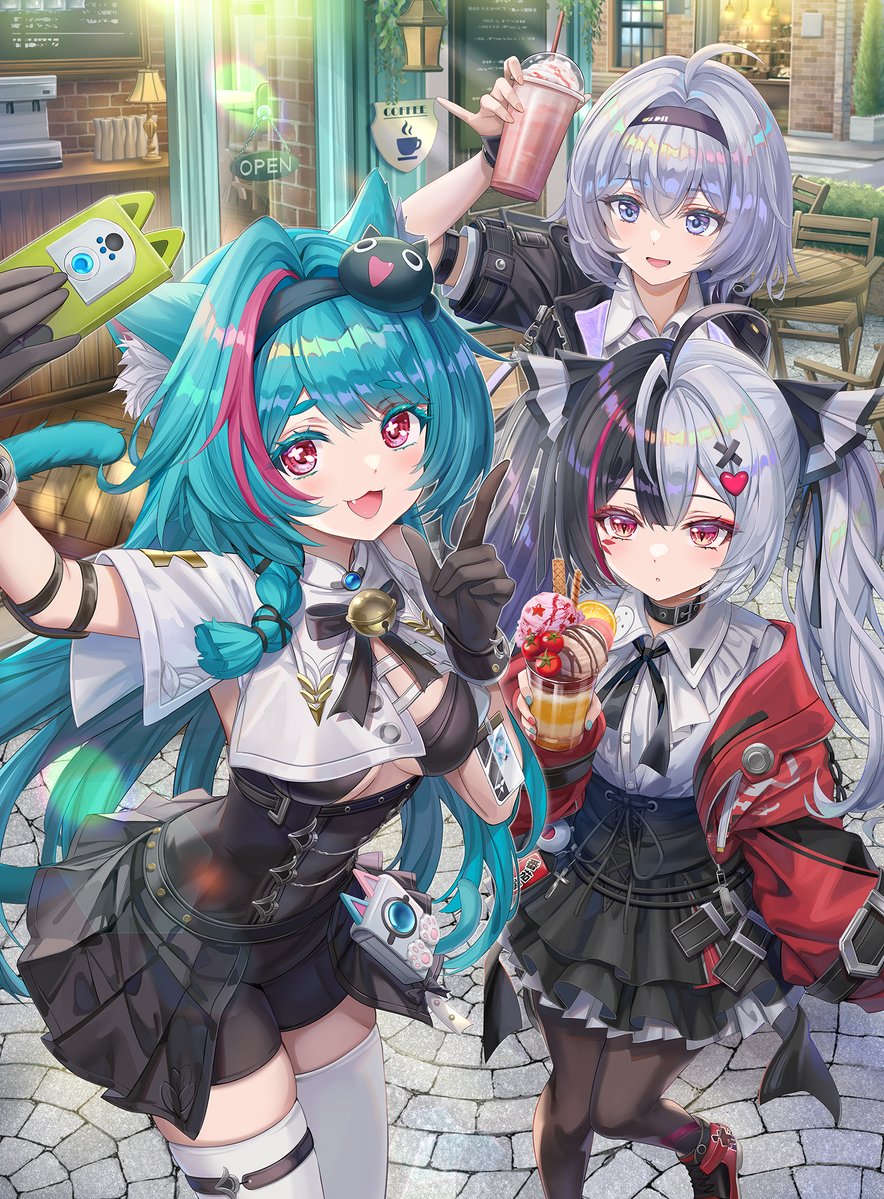TorinoAqua's tweet photo. NTE Ver.1.4リリースおめでとうございます！ 
カフェ巡りを楽しむ異能者・零、ミント、レクイエムを描かせていただきました
#NTE #NTEネバエバ https://t.co/H94JeCOr7i