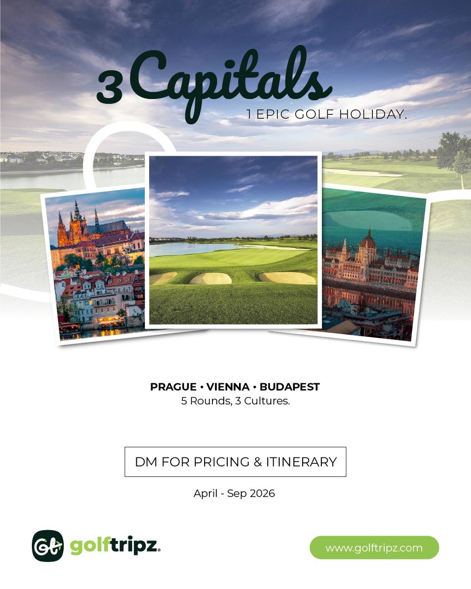 asonHur880116's tweet photo. Golf meets culture in Prague, Vienna and Budapest. Enjoy 5 signature rounds, 3 days of sightseeing and central stays in each capital. A 3-in-1 golf escape for couples, friends and groups. Packages from EUR 2795 per golfer. Limited slots available. https://t.co/iMWwBi67yb