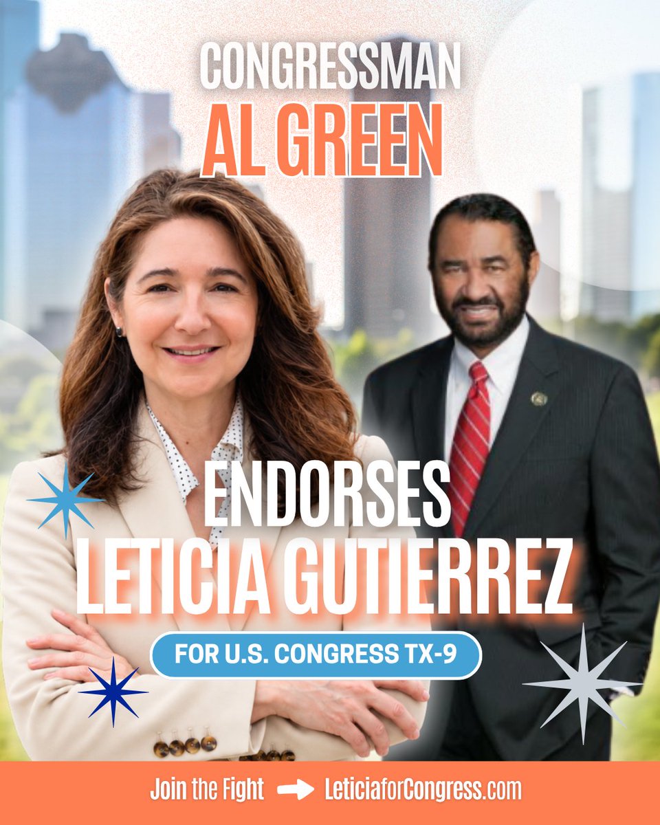 LeticiaForTX9's tweet photo. District lines may change, but our communities don't.  Honored to have Congressman Al Green's endorsement! He represented #TX09 before redistricting and knows the families we fight for.  New map. Same commitment to representation.  💸 https://t.co/cHGYg3jfWG https://t.co/5sUR6xGAau