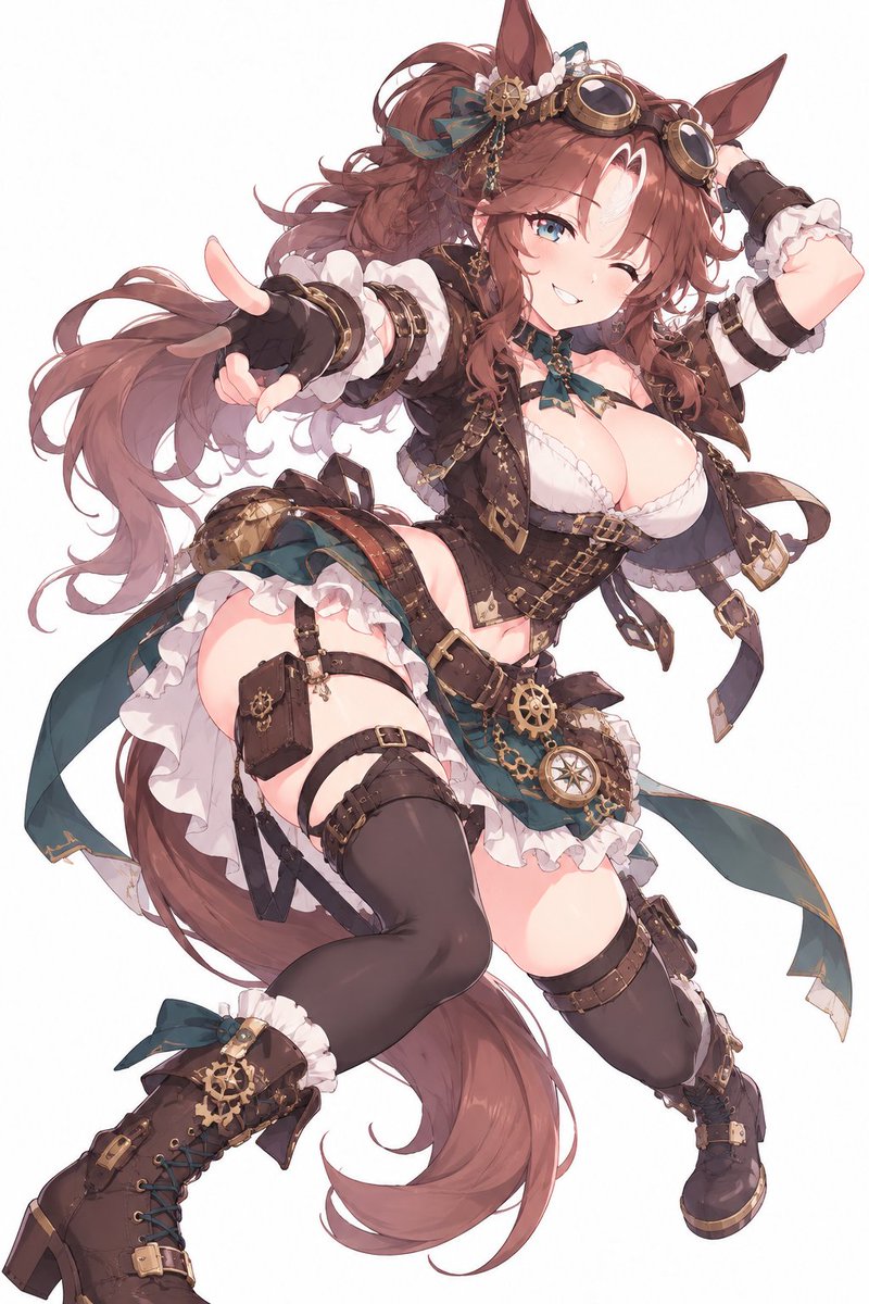 Eudjak's tweet photo. 蒸気の街を駆け抜けて！スチームパンク・メジロパーマー

#ウマ娘 #メジロパーマー #スチームパンク #スチパンコーデ #歯車と蒸気 #ウマ娘プリティーダービー #UmaMusume #MejiroPalmer #Steampunk #AnimeArt #SteampunkFashion https://t.co/ZkEaMCciKR