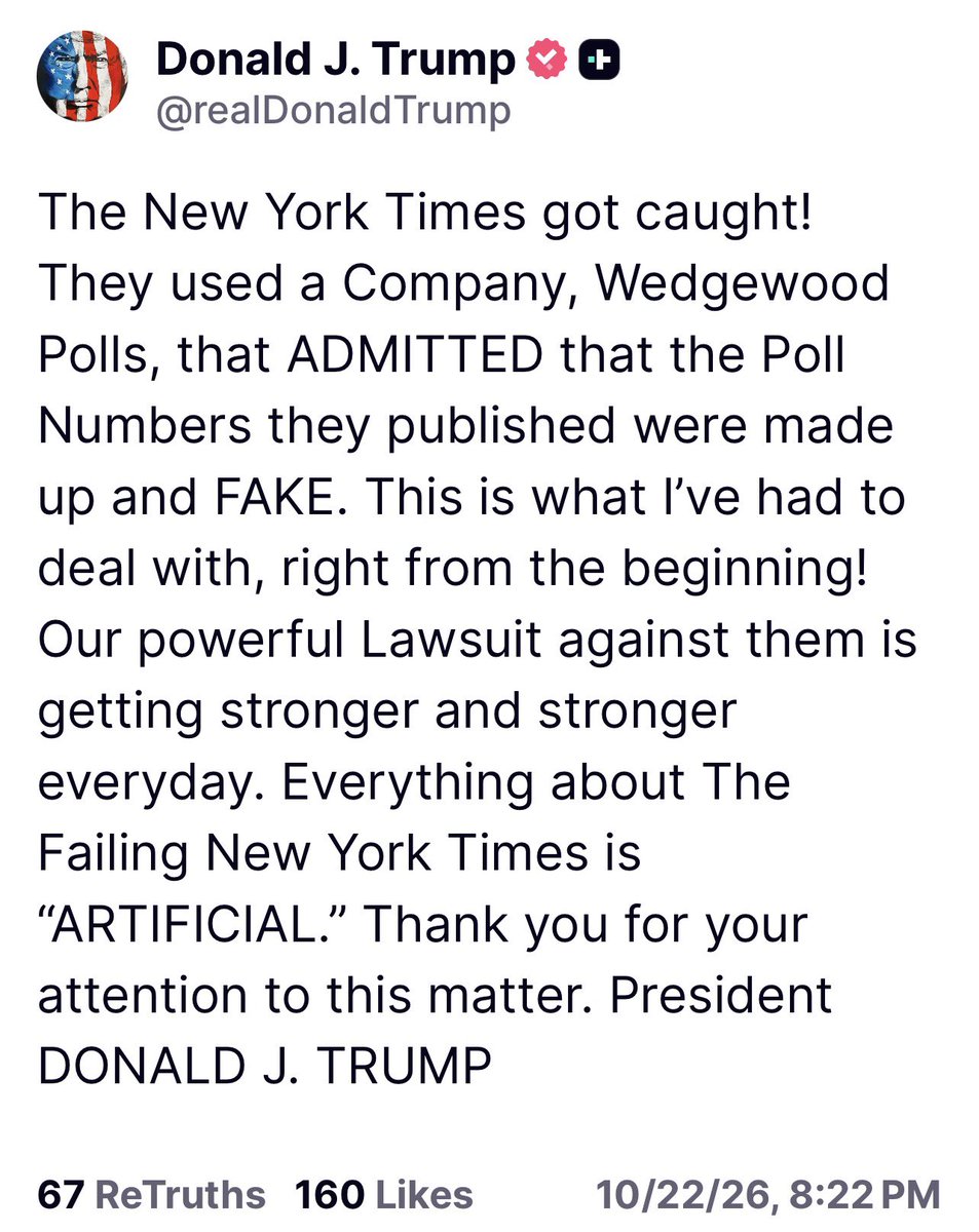 TrumpDailyPosts's tweet photo. Trump just nailed the fake news New York Times and has a huge lawsuit against them https://t.co/2cYuWaxvGx