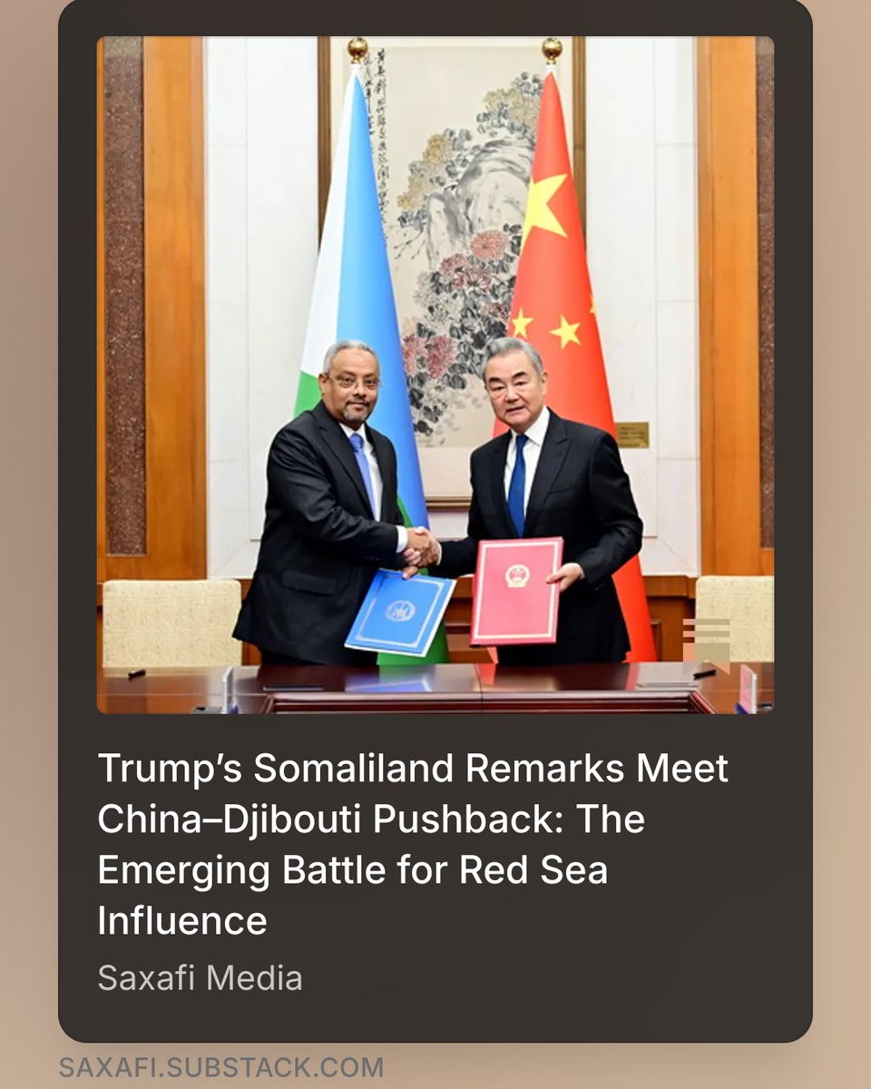 Saxafi's tweet photo. @realDonaldTrump remarks on #Somaliland have sharpened regional debate. New #China–#Djibouti communiqué reaffirms opposition to recognition, bringing #Berbera, #Taiwan, port competition &amp; #RedSeaSecurity into sharper focus. What will #US do next? @tedcruz  https://t.co/IdPFLZSfTs https://t.co/0KKNzKu8X8