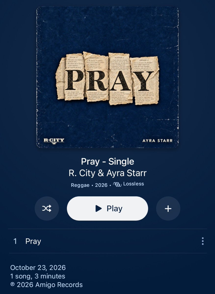 TuneNaija_'s tweet photo. 🚨 New R CITY x AYRA STARR single "PRAY" OUT NOW 🔥😍. https://t.co/WdrhOkkA7V