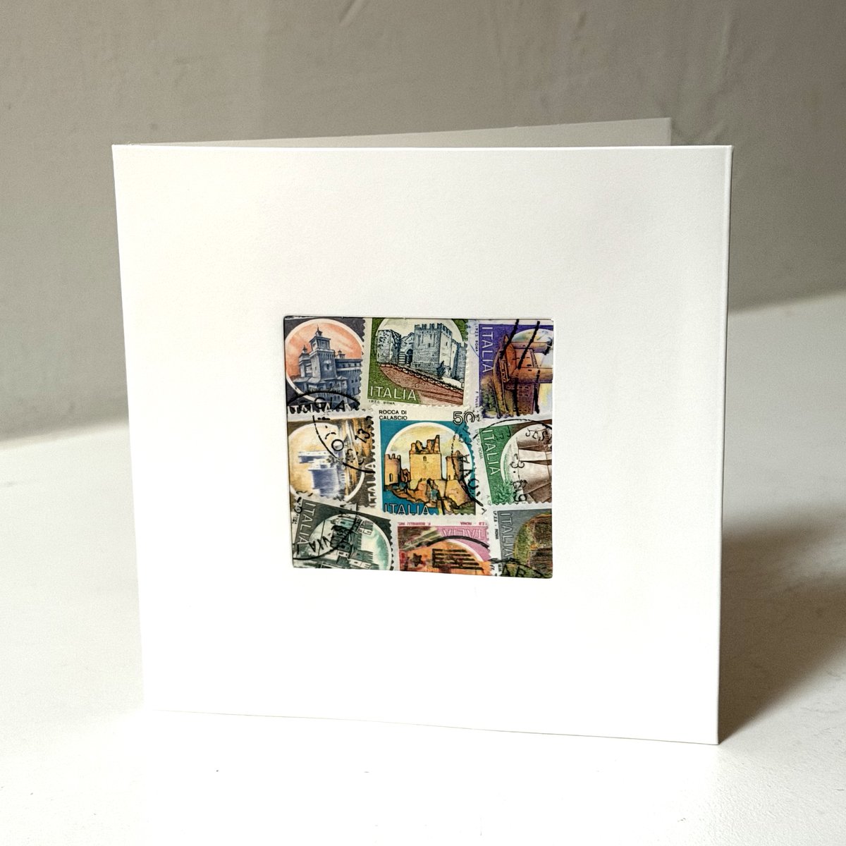 lavidaendios's tweet photo. A little Italian charm before the card is even opened. Handmade with authentic vintage Italy postage stamps, perfect for travel lovers, collectors, proud Italians, and anyone who loves la dolce vita. https://t.co/IFlMpajwUU