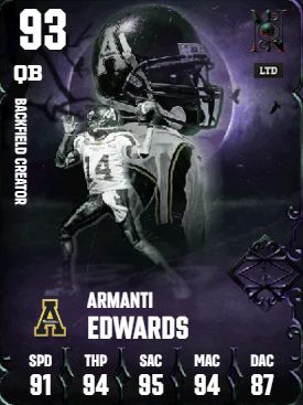 TheeeWarden's tweet photo. 🔴The 5 Best Offensive CUT Cards in CFB 27 (Back at it with CFB Posts!)🔴

1. HB Marshawn Lynch (235K)

Requires Graveyard tokens to upgrade to the full version and unfortunately the glitch got taken away to do this, but he is up to 98 speed on some teams... an INSANE mismatch. 

2. WR Nic Anderson (1.7M) 

6'4 and 92 Speed. 95 SRR and 94 MRR. Can juke as well. 0 weaknesses. 

3. QB Armanti Edwards (1.7M)

1 AP Silver Dot is just too good. The best stunt in this game is also the Left Texas stunt, which because he is a mobile lefty (91 speed), he can roll out of with ease. Has his throwing accuracy issues from time to time but that goes for every QB in this game. 

4. TE DJ Vonnahme (565K)

6'4 91 speed tight end with discounted silver cutter and can juke. Has made SO MANY plays for me. Another card on here with 0 weaknesses.  

5. WR Dwyane Jarrett (700K)

Will get into this card more in a future tweet, but in a game where you rarely get punished for throwing to a tall WR, get this 6'5 all star on your team. Can dunk on any DB and very, very rarely gets dunked on himself. 

If you found any of this helpful, I do weekly in depth team breakdowns as well as monthly ebooks and weekly tips over on my Skool at https://t.co/OaQfPa3TrW!