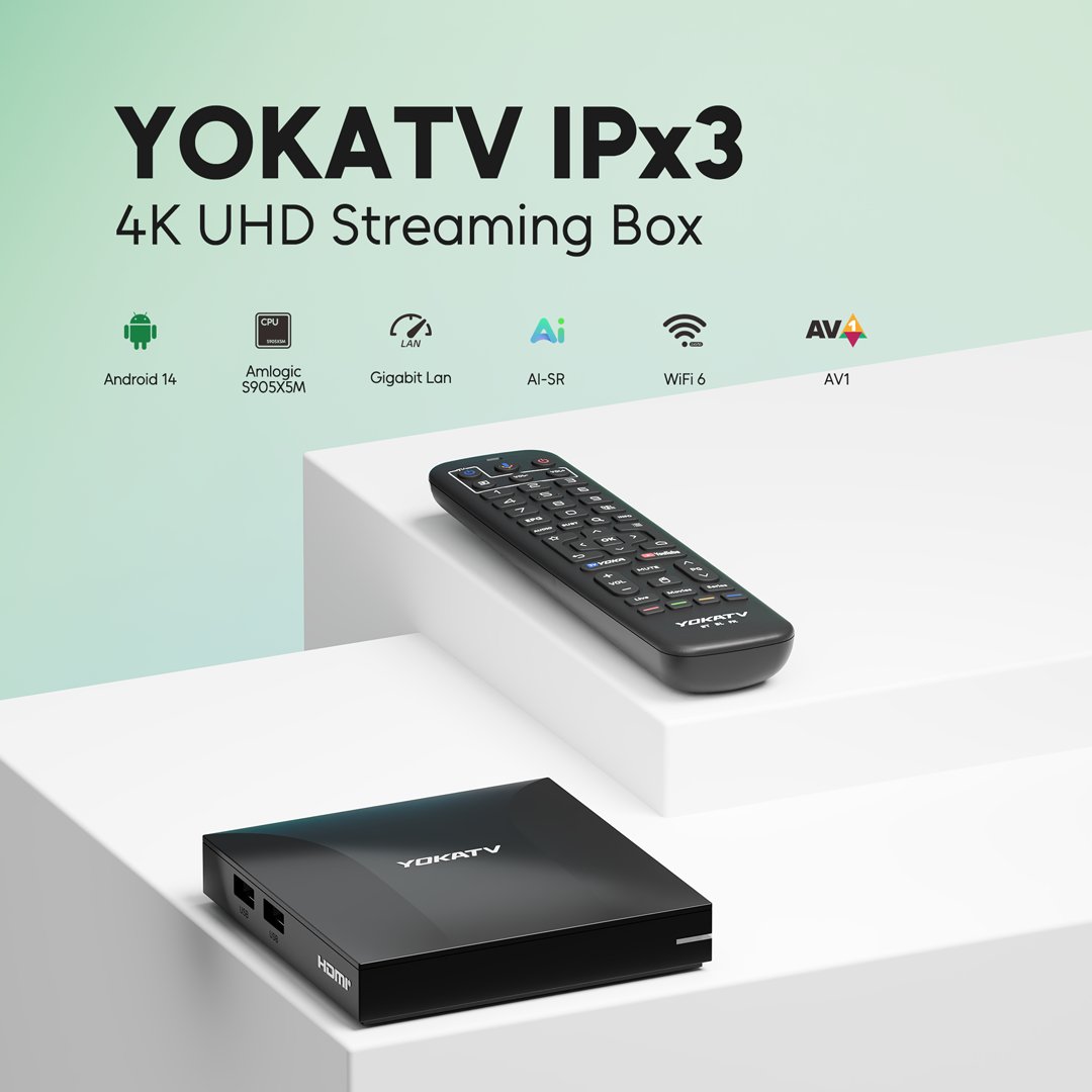 yokatvofficial's tweet photo. No more waiting. Just pure, uninterrupted entertainment! 😎
Turn your TV into a 4K powerhouse with the #YOKATVIPx3!
#Android14 | #4GB64GB | #AmlogicS905X5M | #4K #HDR10 | #WiFi6 #GigabitLAN
👉https://t.co/qDZYkKhMJq https://t.co/hoEFcjmFYW