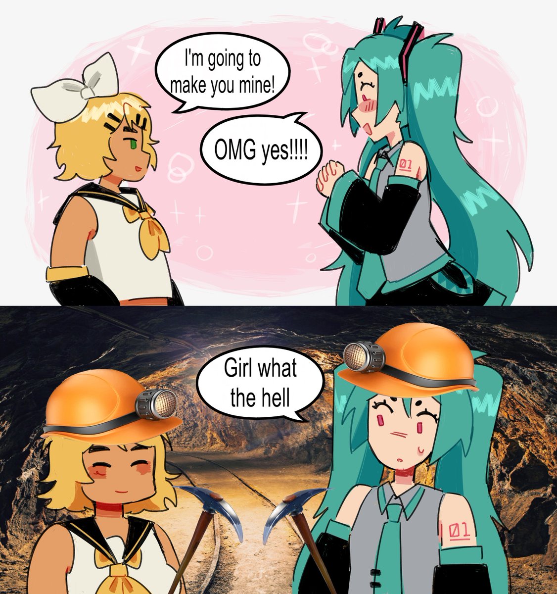 chocacherry07's tweet photo. #vocaloid #mikurin im always drawing bullshit w them im so sorry https://t.co/2GJSA6Eg1h