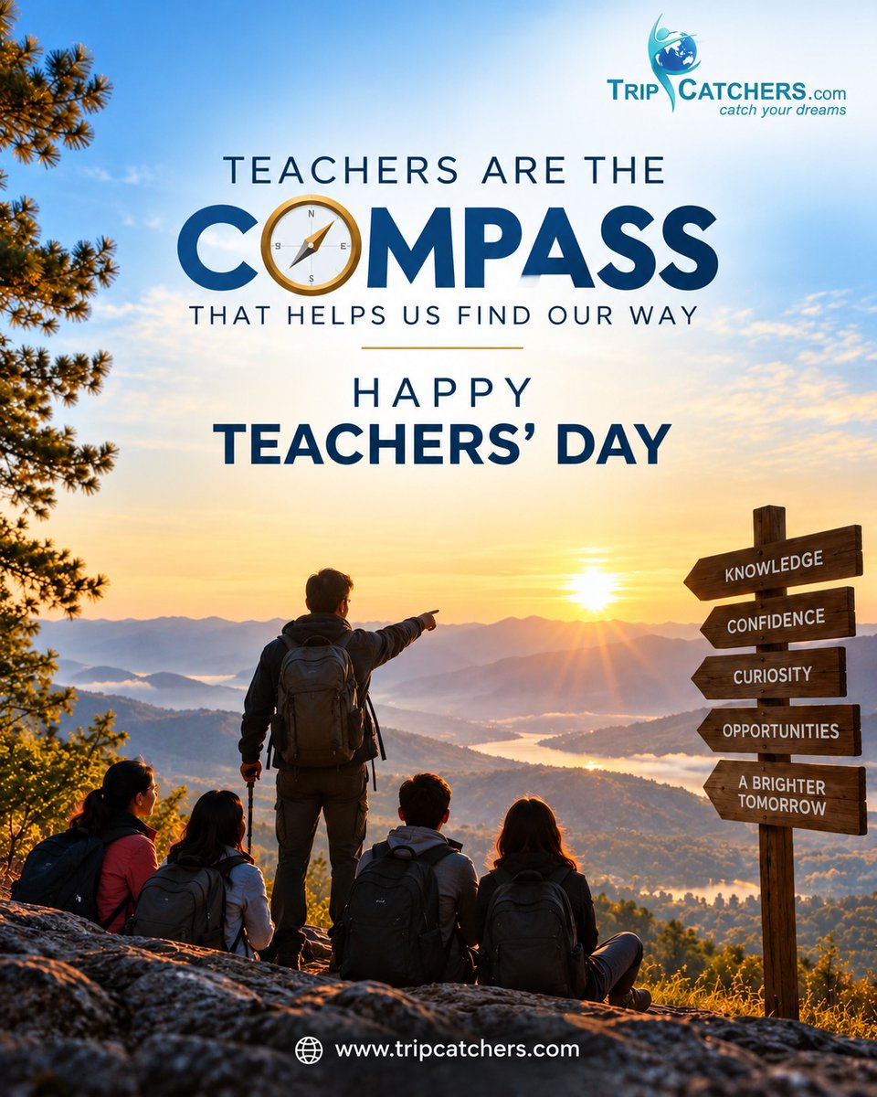 Elnora3420's tweet photo. Teachers help us find our way. Beyond lessons, they inspire us to explore, dream bigger, and see the world beyond the classroom. This Teachers’ Day, TripCatchers salutes every teacher shaping brighter tomorrows. https://t.co/7OyylwHEfx