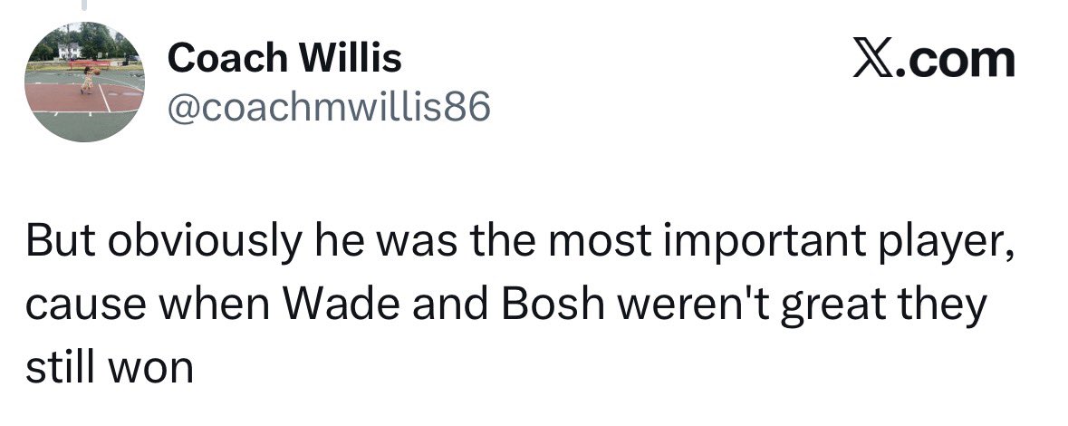 LiveitB's tweet photo. @coachmwillis86 @Finishurbkfst23 @BottyBryce45 @OfficialDomNBA You legit went around X trying to pass off this deferral excuse by indirectly blaming Wade &amp; Bosh, which doesn’t make sense because Peak Bron had mis matches &amp; Wade snapped at him.

Then also didn’t factor in that Wade &amp; Bosh had to adjust to Bron’s heliocentric playstyle. https://t.co/Gi84IC6HEh