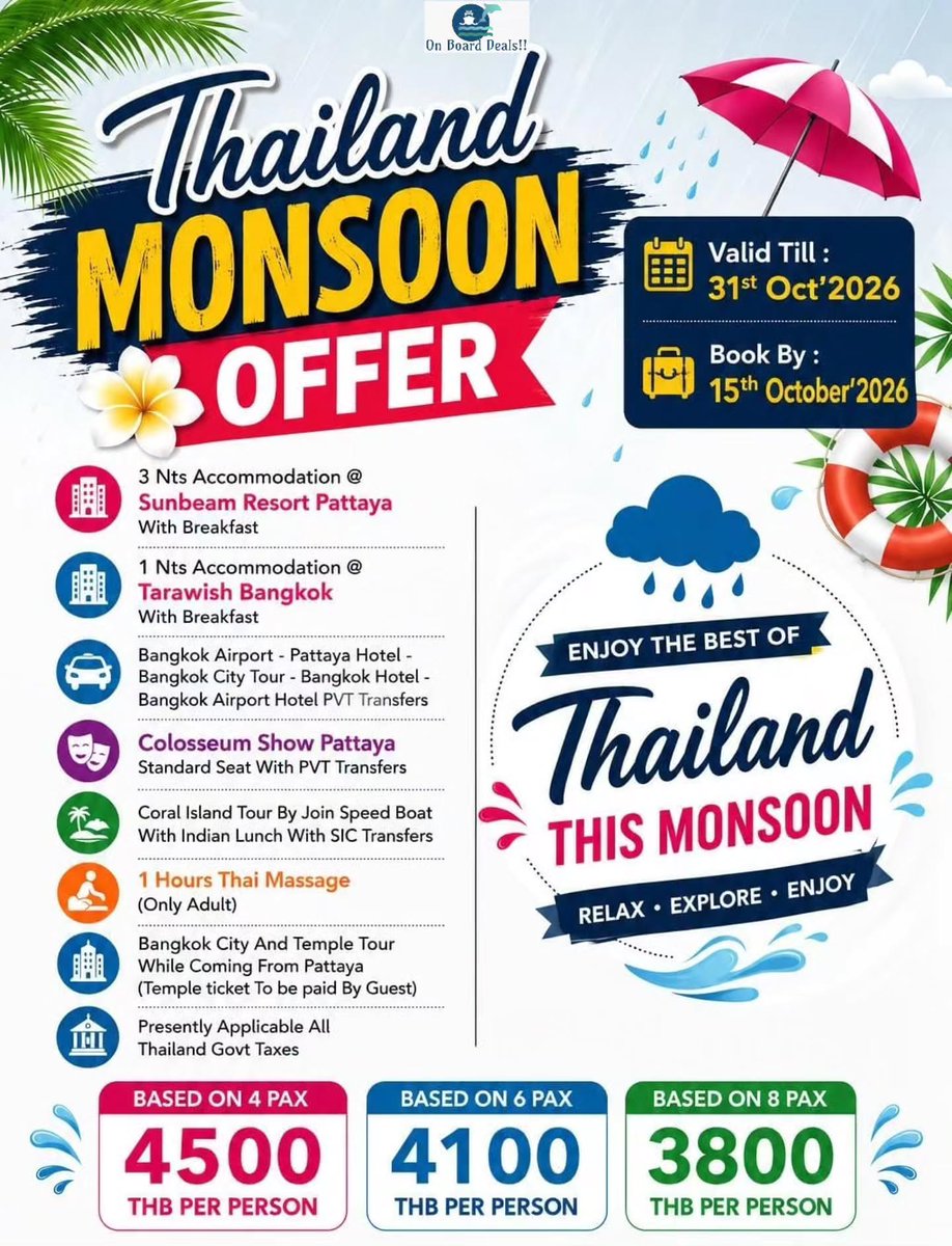 corazon_eli's tweet photo. THAILAND, MADE FOR MONSOON. A little rain, a lot of tropical beauty, and special onboard deals for your perfect Thailand escape. Take the scenic route to paradise this monsoon. DM us to know more or book now. https://t.co/8tK9MkHLhd