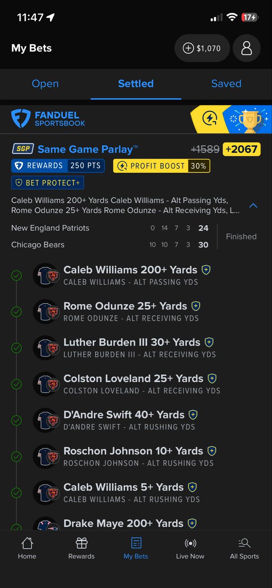 Forty40Niners9's tweet photo. Locked ๐ in another G ๐ฐ on Thursday Night Football Props. #shipit #Gambling๐ #GamblingTwitter #ChicagoBears #BearDown #NewEnglandPatriots #nfl #football #winnerwinnerchickendinner #fanduel #thursdaynightfootball #GamblingCommunity #dubcity https://t.co/f5Db4M1kz0