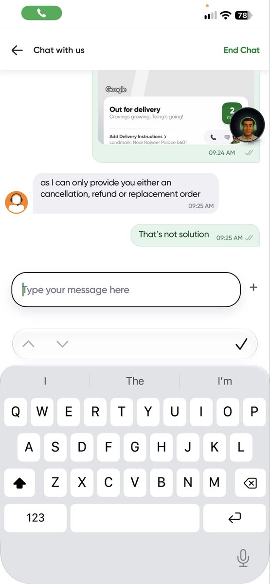 enggatul's tweet photo. @SwiggyCares this is worst , misinformed delayed for more than 40 mins not even return full amount !!!! Worst !!! https://t.co/087yvH46Lj