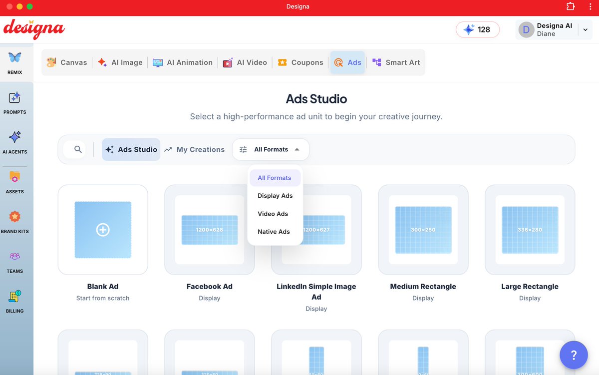 DesignaAI's tweet photo. Feature Alert- We added templates to create your ad for social media! #Ads #socialmedia #DesignaAI #smallbusiness #MarketingStrategy https://t.co/1oAfSZ1OeK