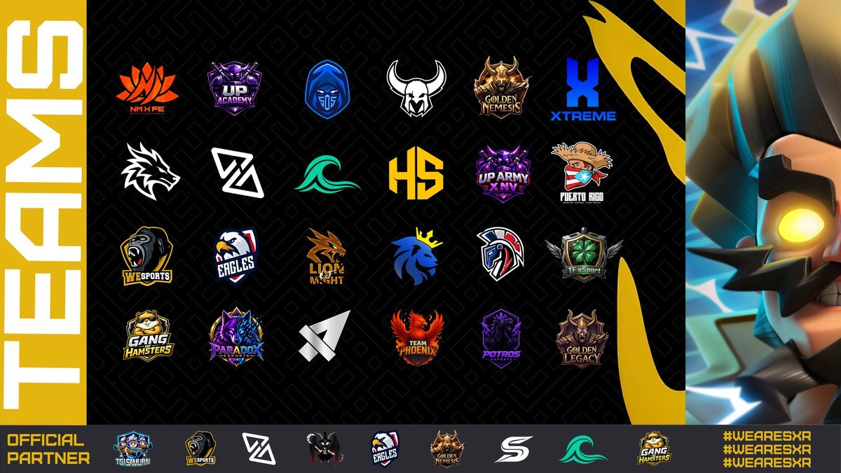 SXRKING_LEAGUE's tweet photo. 🟡 𝐒𝐐𝐔𝐀𝐃𝐒 𝐂𝐎𝐍𝐅𝐈𝐑𝐌𝐄𝐃 ⚔️
🎯 𝐒𝐗𝐑 & 𝐊𝐢𝐧𝐠 - 𝐑𝐨𝐲𝐚𝐥𝐞 𝐋𝐞𝐚𝐠𝐮𝐞 🏆

𝐖𝐞 𝐚𝐫𝐞 𝐩𝐥𝐞𝐚𝐬𝐞𝐝 𝐭𝐨 𝐜𝐨𝐧𝐟𝐢𝐫𝐦 𝐢𝐭!!!

🟠 We have officially confirmed the 24 teams that will battle in the Royal Arena starting October 23rd, in pursuit of a single purpose: "Royalty".

🟠 Each squad arrives determined, tenacious, and highly motivated to kick off the league, ready to give their absolute best in pursuit of the title in this inaugural edition. 🏆

🇩🇪 • @LIONOFMIGHT
🇪🇺 • @EGeSportsCR
🇵🇪 • @AscentGamingGG
🇲🇽 • @Up_armyXNV_cr
🇦🇷 • @NoMercyGG__
🇩🇪 • @WeSports_CR
🇨🇴 • @GoldenNeme19434
🇵🇷 • @Seleccion_PUR
🇫🇷 • @Oddyssey_FRGG
🇳🇮 • @505_esports
🇫🇷 • @FamilyTrefle 
🇵🇪 • @Xtreme_Teamtbd
🇲🇽 • @Team_Mexa_MX
🇲🇽 • @upacademy_cr
🇫🇷 • @academyshowoff
🇮🇳 • @Team_Paradox_Es
🇲🇽 • @Potros_Esports
🇧🇷 • @Team_PhoenixCR
🇳🇮 • @TeamVikings_CR
🇨🇱 • @TDelta_CR
🇨🇴 • @GoldenLegacygn
🇷🇺 • @GangofHamsters
🇨🇴 • @HighSocietyCR
🇨🇷 • @CRREEF_ESPORTS

Welcome to all participating teams! 🎉

#SXR2026 #WeAreSXR #RoyaleLeague