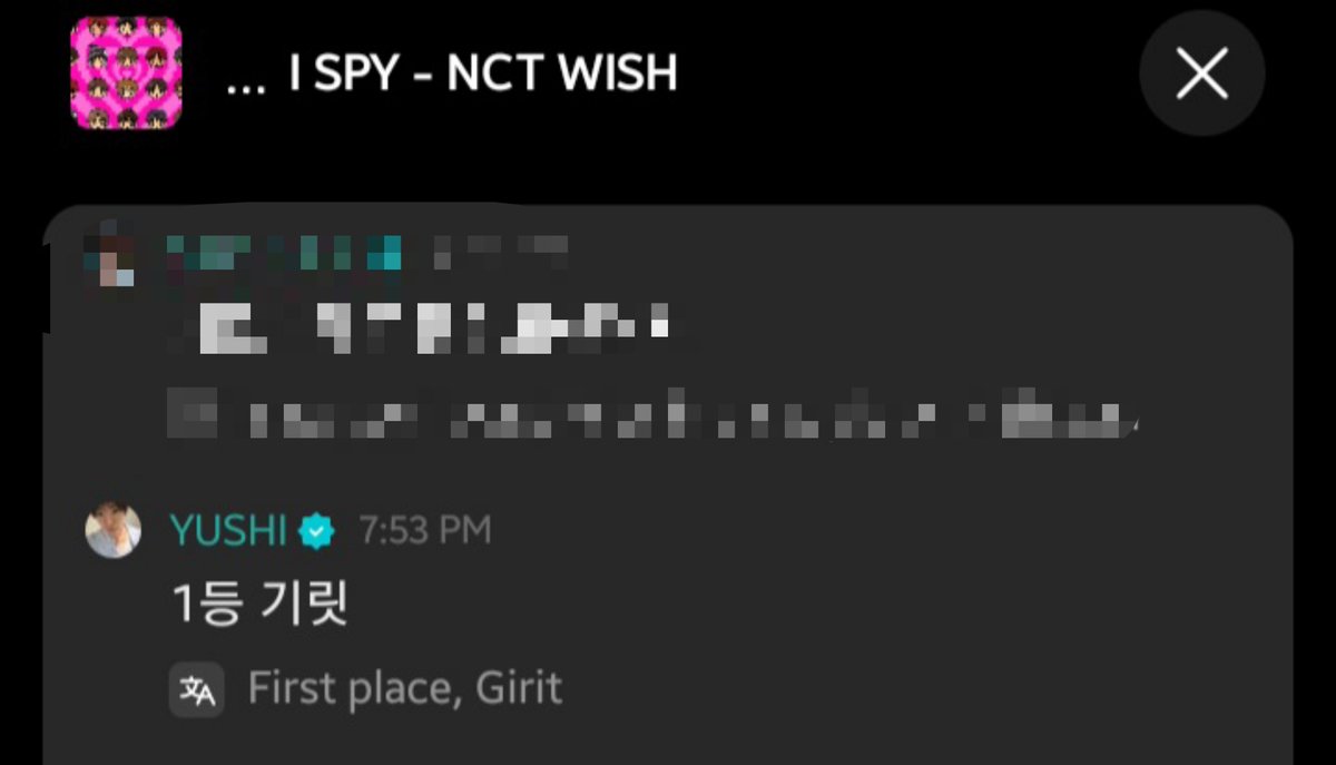 youseemile's tweet photo. Cuma mau cerita.

Ini pas I Spy Listening Party di Weverse.
Aku pribadi awalnya stlh KGMA berencana rest dan hype comeback seperlunya. Tp slh satu alasan utk ttp aktif krn Yushi komen gini. Di samping teman-teman Yuufans yang aku kenal juga encourage satu sm lain utk hype cb. https://t.co/QyqtnO9xpN