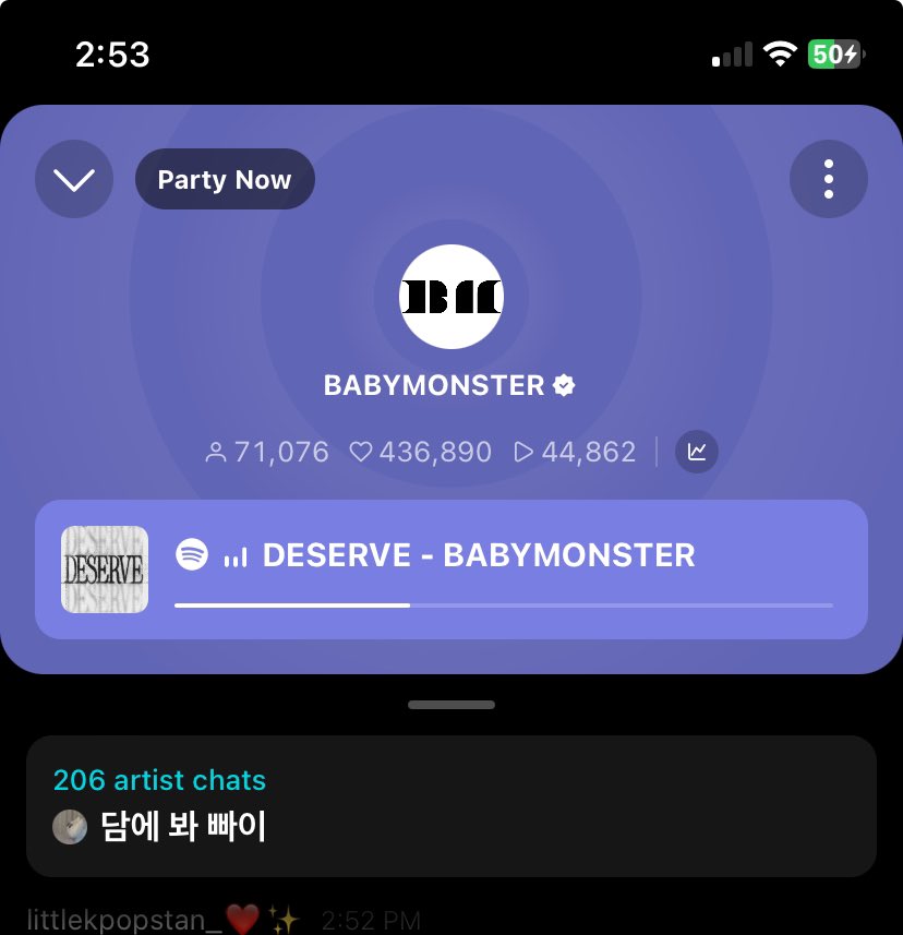 BabymonOFC's tweet photo. Listening party still ongoing with 71k listeners, 9.6k premium users. https://t.co/TeBfOgjIAi