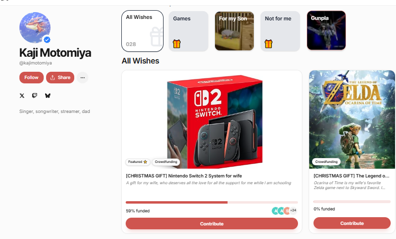 Dreamfyre01's tweet photo. A boost for @KajiMotomiya who's funding for the Switch 2 and is really close to 60%.

It would be lovely to see them reaching 70% before October ends 🍀✨🤞

https://t.co/QnYT3ocYVl https://t.co/3EGldUZuCt