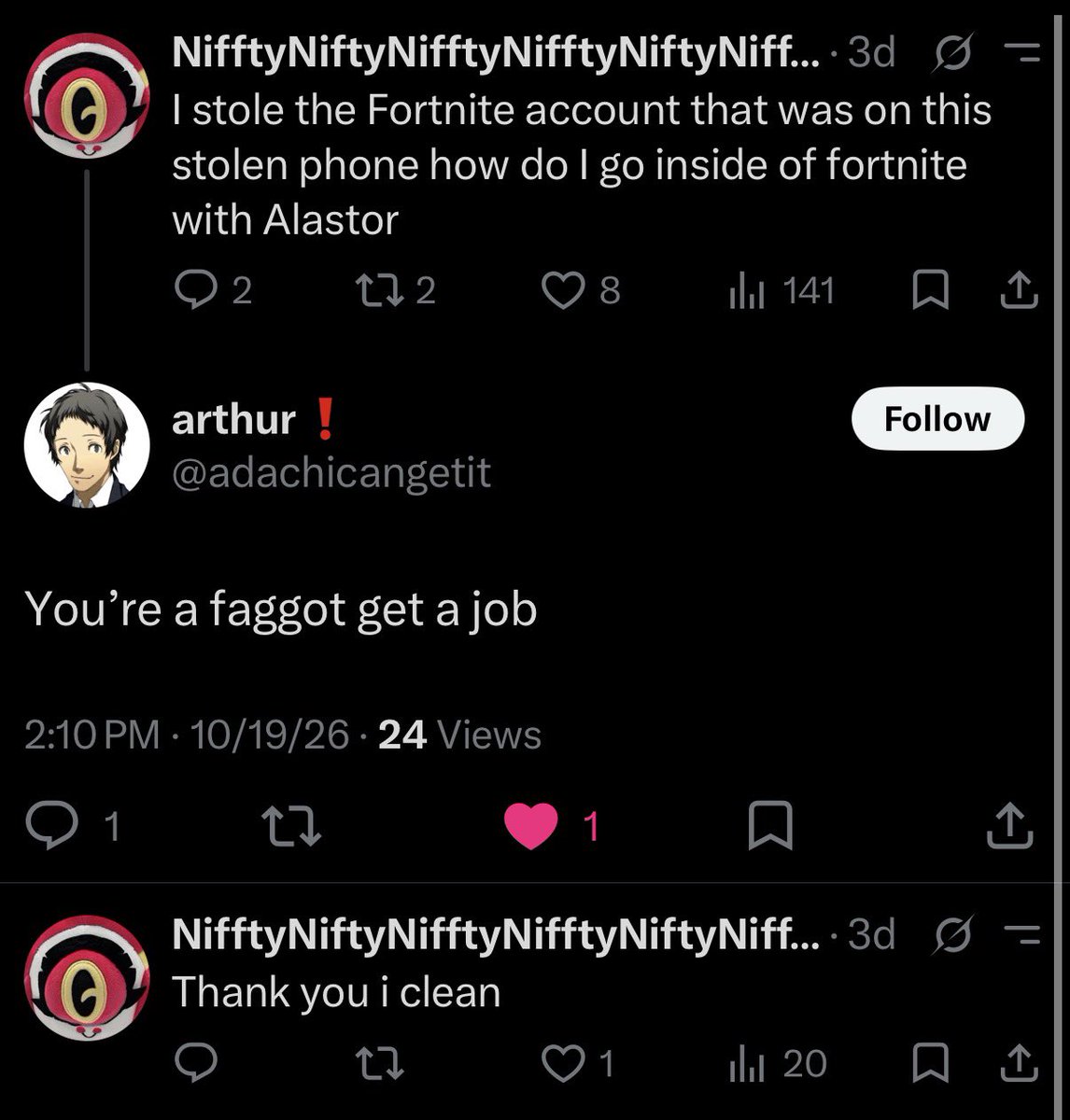 NiftyNiftyStab's tweet photo. @twosidedsickle I’ve never interacted with this person before and they already want to be my hater❤️🩸🔪 https://t.co/bej4ijhgCw