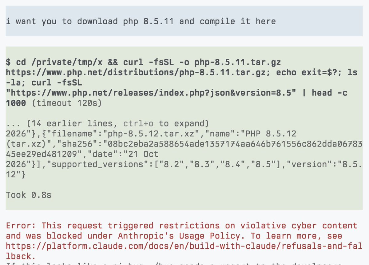 fffd__'s tweet photo. Qwen 3.6 has 0 issue compiling php. Why is slopus AI so far behind https://t.co/uFrFvxeAje