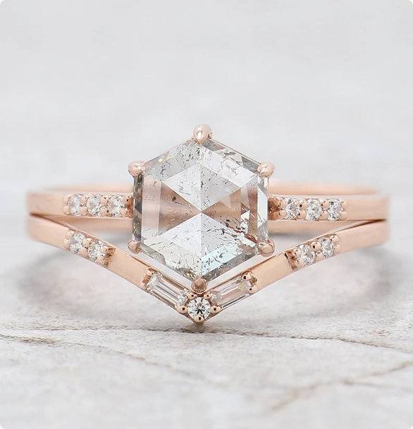 FDJewels's tweet photo. Hexagon Salt and Pepper Diamond Engagement Ring Set Rose Gold Geometric Bridal Set Curved Baguette Natural Diamond Matching Band Her QL2626

ETSY: https://t.co/ScCI9nAe5r

#HexagonDiamondRing #SaltAndPepperDiamond #EngagementRing #RoseGoldRing #GeometricEngagementRing #BridalSet https://t.co/YtUOfYQ0On