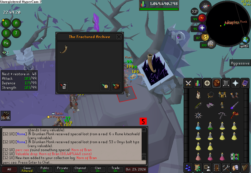 CheeseOSRS's tweet photo. purple #1 24 kc horn! the journey begins....
what an awesome raid! https://t.co/FIbOp7sof9