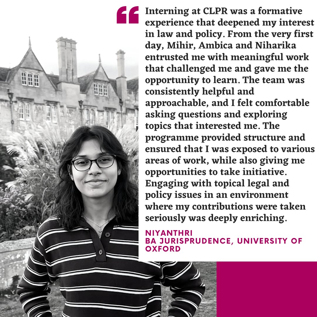 CLPRtrust's tweet photo. Our interns share what their time at CLPR has meant to them!
If you’re a student interested in law, policy and social justice, we’d love to hear from you.https://t.co/UmBhmsa0tz
#CLPR #CLPRInterns #InternshipOpportunity #LawAndPolicy #LawInternship #PolicyInternship #Bangalore https://t.co/ZmKqJVNqMW