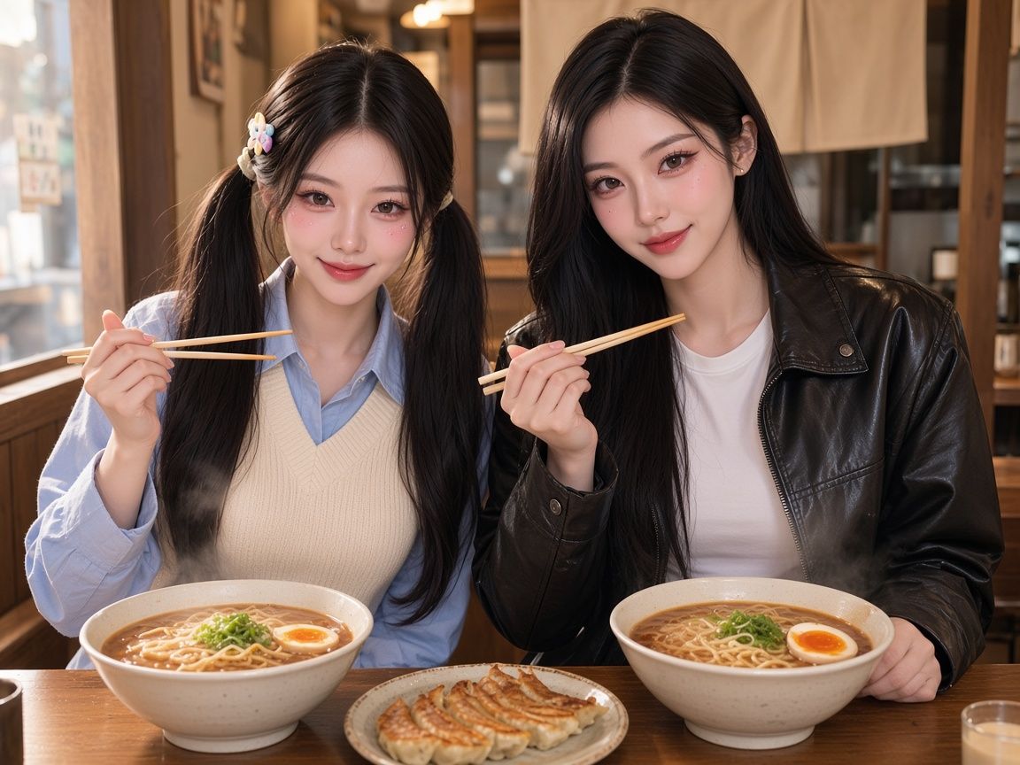 Kingsdaddy888's tweet photo. 午餐時間到🍜 最近大家都在曬拉麵＋溏心蛋＋煎餃的飯テロ，看完肚子直接咕嚕叫🤤
晴子要濃郁豚骨加蛋，二姨太堅持辣味噌～
你今天午餐吃什麼？拉麵派還是便當派？

#拉麵 #午餐吃什麼 #藍朋友 #BF https://t.co/FY9VIql80x