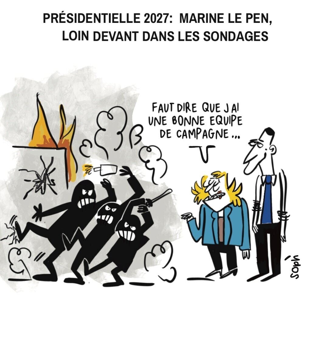 lestrepublicain's tweet photo. ✍️ Le dessin du jour : une équipe de choc pour Marine le Pen
➡️ https://t.co/tkcw7K3DUv https://t.co/86WuNGYuIb