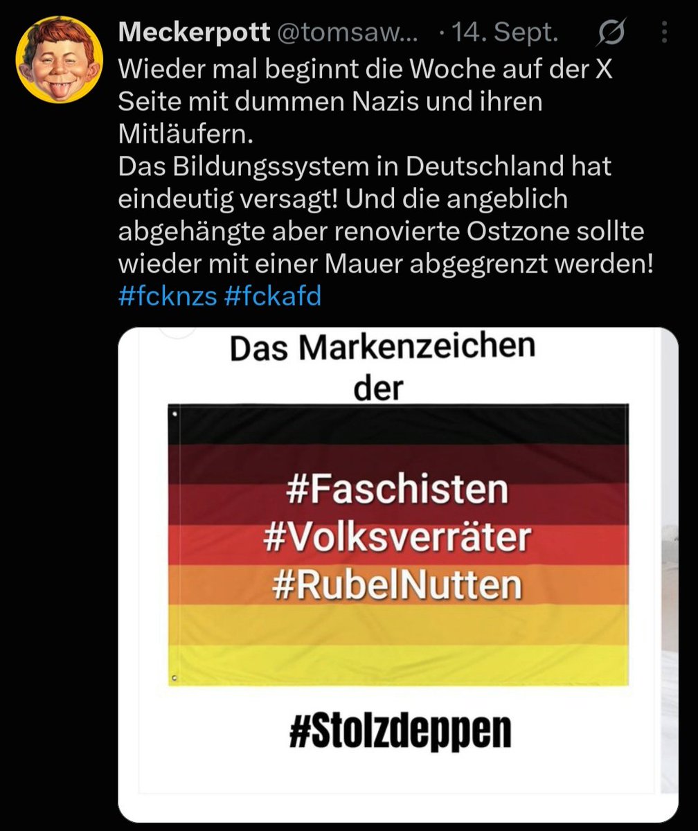 _Markus_K_'s tweet photo. @tomsawyer5960 @AlexWallasch @BrandnerSt @SR1966SPQR Aber die AfD verbreitet Hass und Hetze... https://t.co/4hmn2fpJ8B
