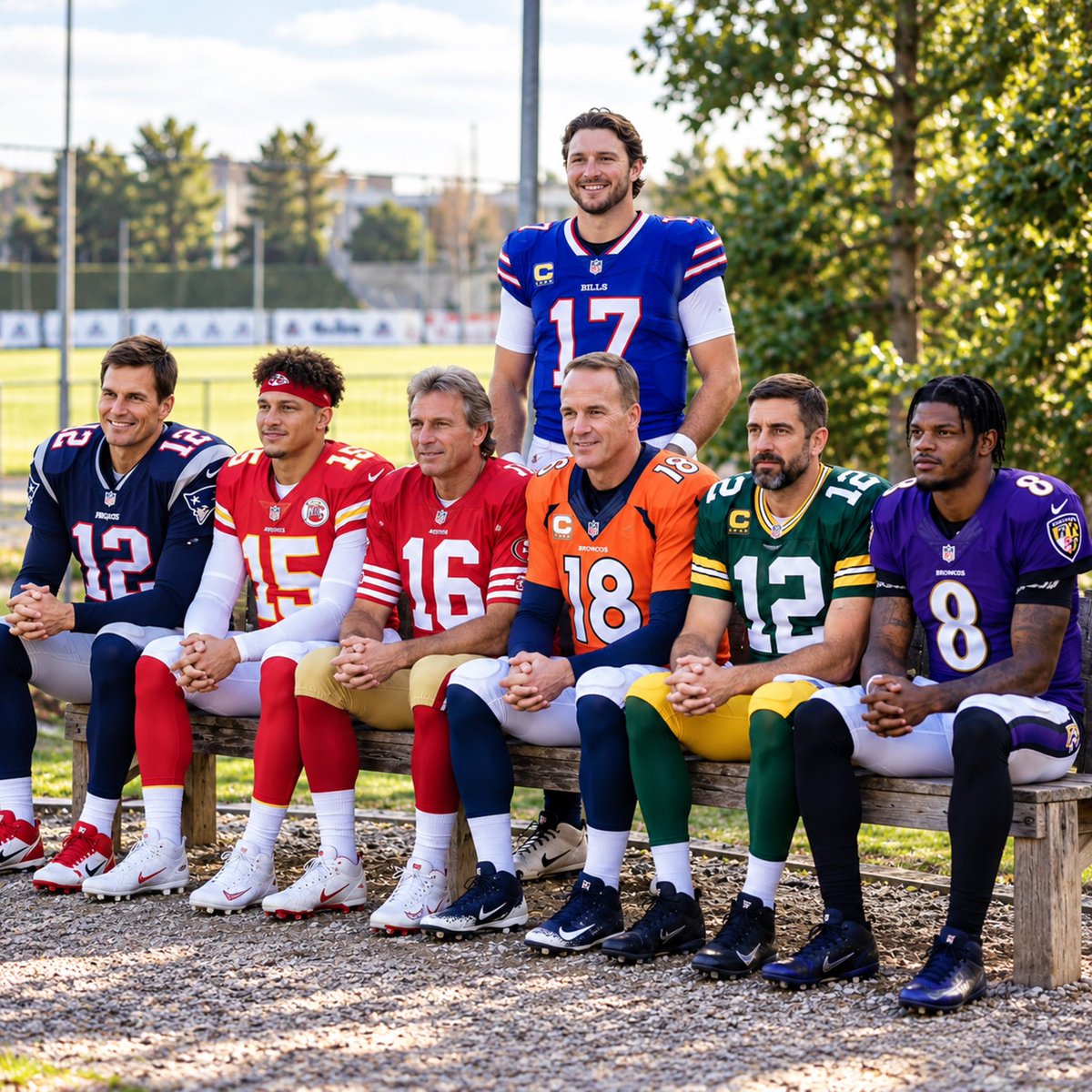 NFL_DovKleiman's tweet photo. One QB has to stand so Josh Allen can sit. 

Who are you choosing? 🧐 https://t.co/YqYPUlKCi3