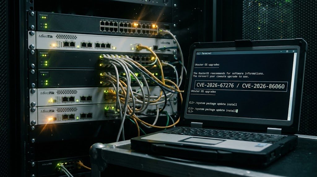 NetOpsLab's tweet photo. 🚨 MASSIVE ALERT: CISA just added MikroTik RouterOS zero-days to its Known Exploited vulnerabilities catalog.
Active exploitation is happening NOW using CVE-2026-67276 (SSH Auth Bypass, CVSS 9.2) and CVE-2026-86060 (Privilege Escalation). Attackers are bypass-authenticating over SSH and escalating to full device takeover—zero trace, zero credentials needed.
If you have MikroTik routers with public-facing SSH or RouterOS containers running older versions, your entire infrastructure is at risk of lateral movement and traffic interception.
🛠️ Crucial defense steps today:
1. Upgrade to the latest RouterOS (7.24.2+ or 6.49.21+ depending on your branch).
2. Block SSH (⁠port 22⁠) on all WAN interfaces.
3. Change default ports, restrict ⁠/ip service⁠ access to trusted IPs only, or enforce VPN-only admin access.
Check your logs: any suspicious SSH login attempts or strange IP addresses accessing your RouterOS lately? Share your defense configs 👇
#MikroTik #RouterOS #Networking #CyberSecurity #SysAdmin
ℹ️ See details: https://t.co/dYWPlLgLqD