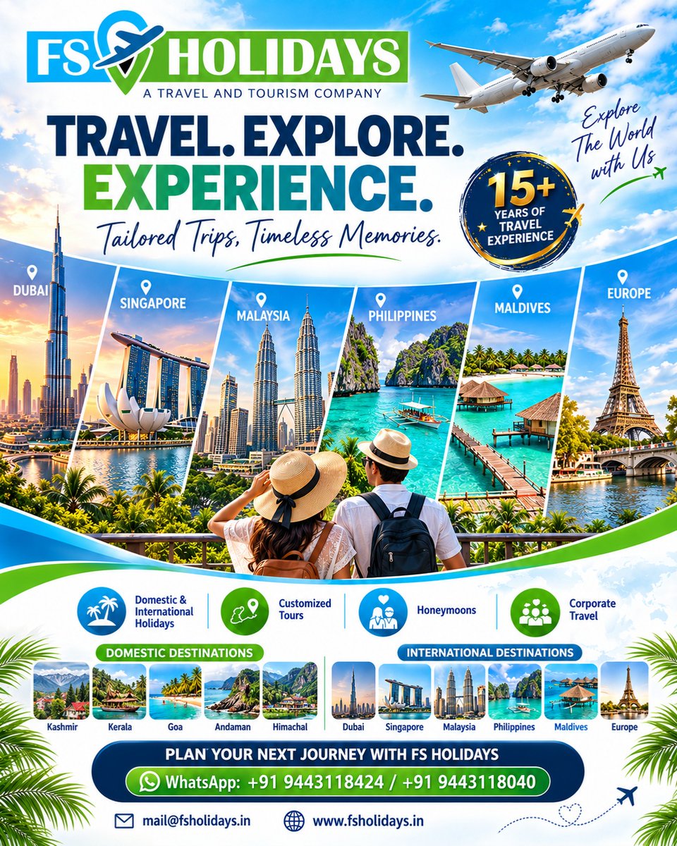ORTIZ_RISITOS's tweet photo. Your next adventure starts with FS Holidays. Explore Dubai, Singapore, Malaysia, Maldives, Europe and more with customized tours, honeymoons, corporate travel, hotels, transfers and experiences. 15+ years of expertise. Contact: +91 9443118424 https://t.co/HYmcZWxtTQ