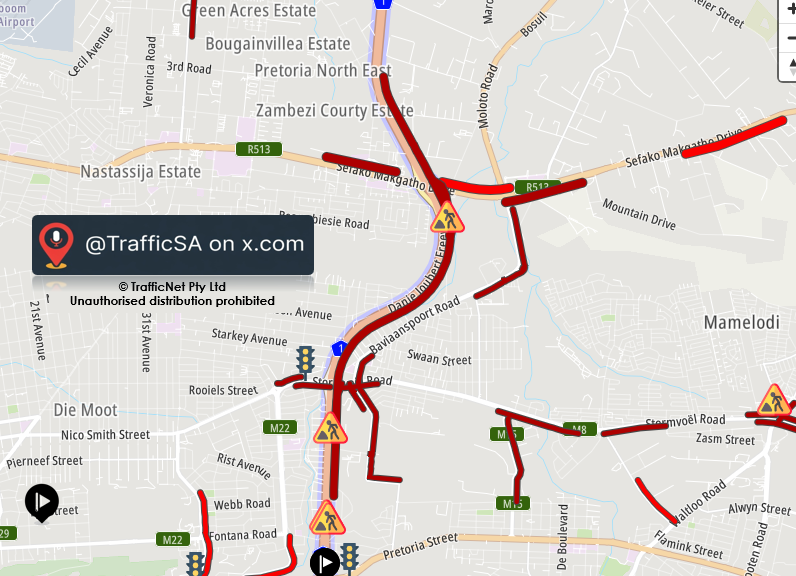 TrafficSA's tweet photo. Pretoria - #AVOID   N1 South (Update): MAJOR Backlog https://t.co/3mUxe7bXFa