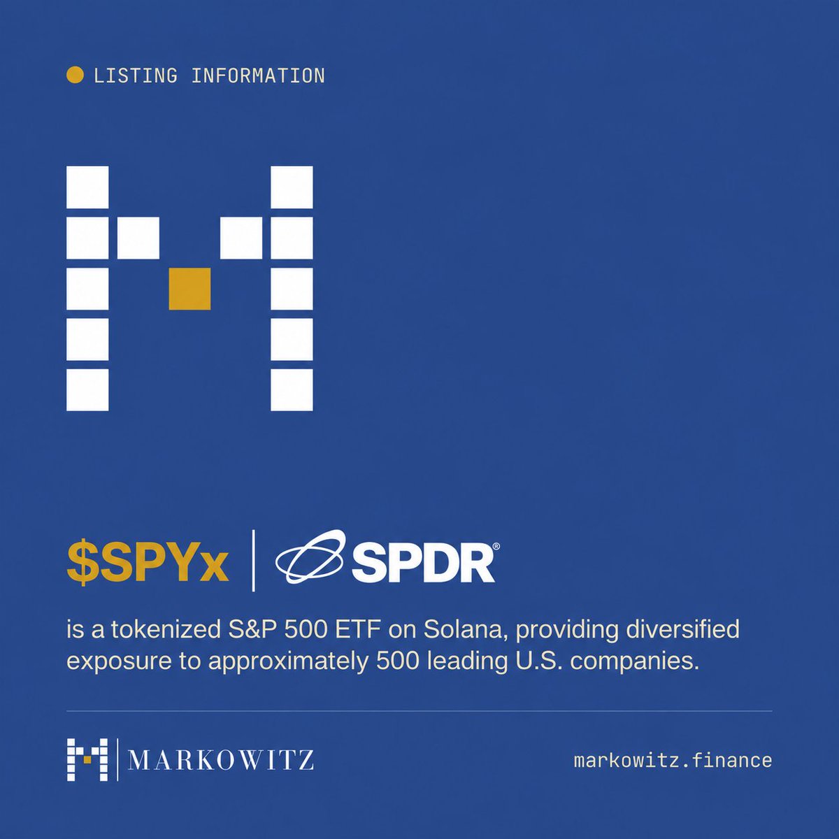 markowitz_finan's tweet photo. New Asset Listed: solana:XsoCS1TfEyfFhfvj8EtZ528L3CaKBDBRqRapnBbDF2W 

xStocks assets @xStocksFi are now on Markowitz Finance, adding yield on indices!

📈 Tokenized S&P 500 ETF on Solana 🇺🇸 Diversified exposure to about 500 leading U.S. companies 💼 Issued by @xStocksFi 

Add solana:XsoCS1TfEyfFhfvj8EtZ528L3CaKBDBRqRapnBbDF2W exposure to your on-chain portfolio. Put your portfolio to work.

🌐 📷https://t.co/kqTse5hGr8

#SPYx #SP500 #xStocks #Solana #DeFi