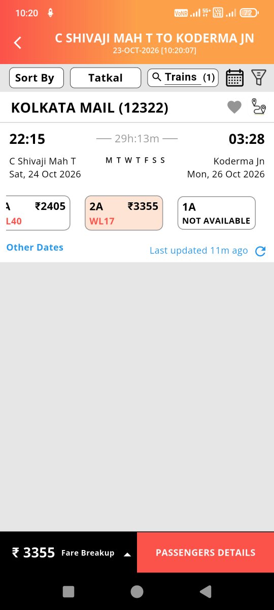 sikandar_azm's tweet photo. Loot by @IRCTCofficial
The fare from #CSMT to #KQR in 2nd AC.
#Genral : 2830
#Tatkal : 3355
Premium Tatkal: 9855
You are charging 6500 for premium extra. What is this nonsense.
@Indianrlyinfo
@AshwiniVaishnaw @PMOIndia @dhruv_rathee @Cockroachisback @RahulGandhi @BJP4India https://t.co/lYh9CQM8Bd