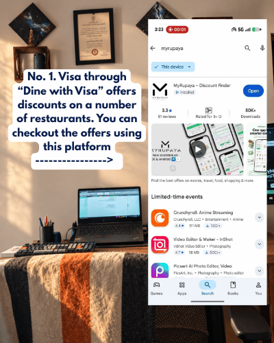 Myrupayadotin's tweet photo. 1/ Dine with Visa 🍽️
Visa's "Dine with Visa" programme gives discounts at a bunch of restaurants. Find the live offers on the MyRupaya app.

#DineWithVisa #VisaOffers #FoodDeals #RestaurantOffers #DiningDeals #CreditCard #MyRupaya #SaveMoney https://t.co/Jtj2lk2PPF