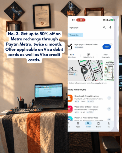 Myrupayadotin's tweet photo. 3/ Up to 50% off Metro recharge 🚇
Via Paytm Metro, twice a month. Works on Visa debit AND credit cards.

#MetroRecharge #Paytm #PaytmMetro #VisaOffers #DebitCard #CreditCard #CommuteSavings #MyRupaya https://t.co/E8SrDVMlg0