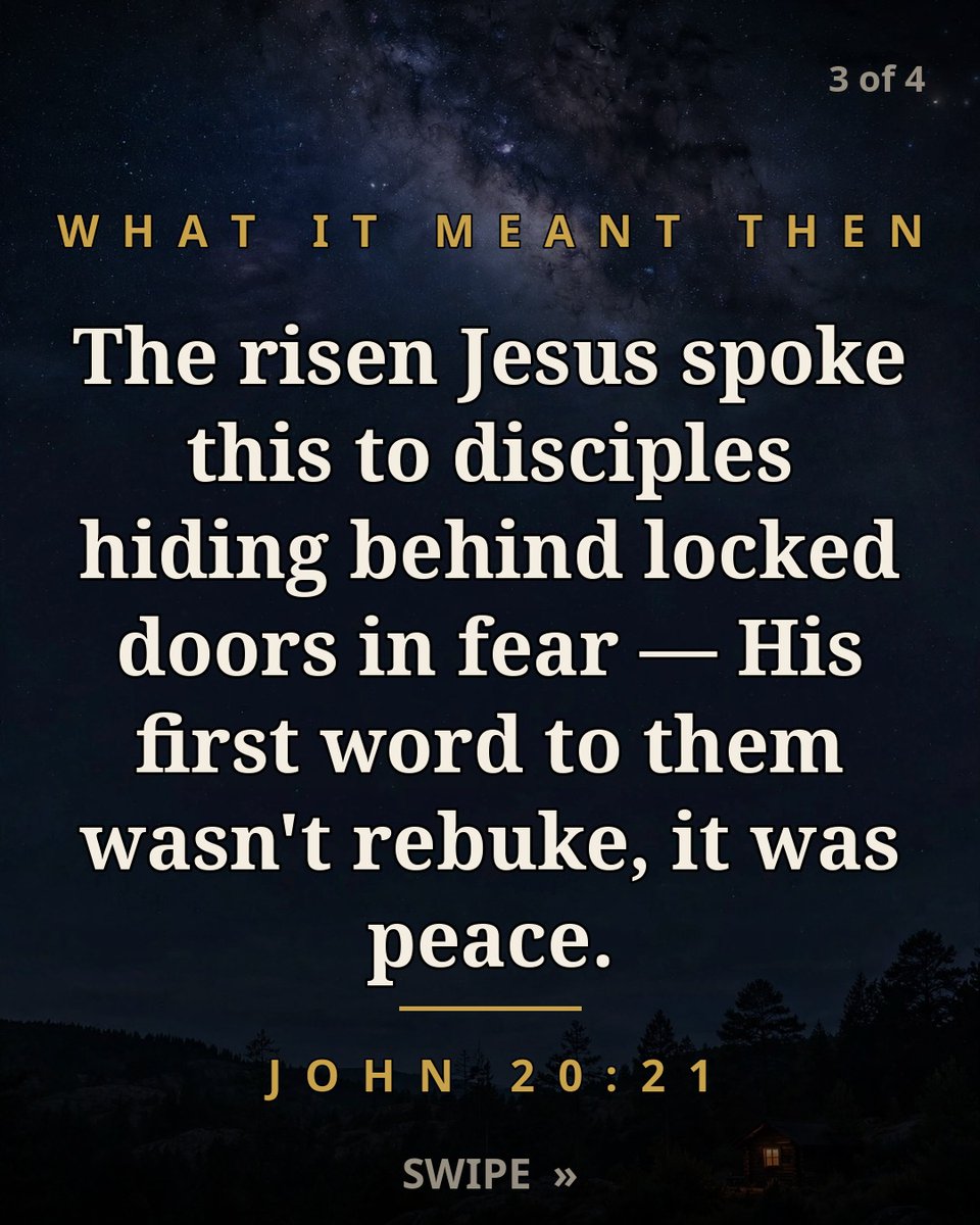 ColonelFree's tweet photo. He walks through locked doors — and His first word is still peace. 🕊️

"Peace be with you." — John 20:21 (ESV)

#VerseOfTheDay #BibleVerseOfTheDay #PeaceOfGod #Faith #GodsPeace https://t.co/W8WNVbOwCJ