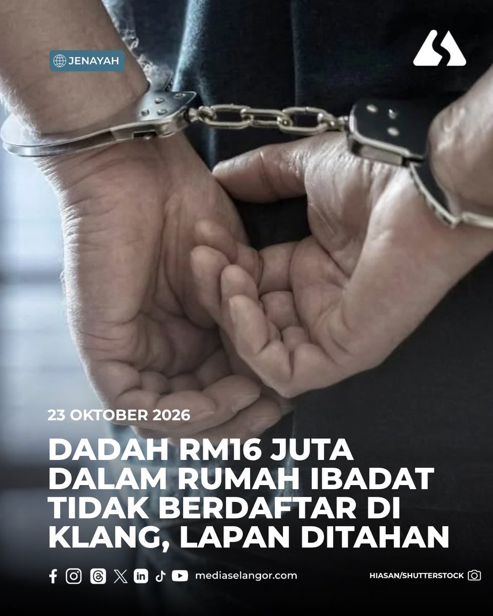 Media_Selangor's tweet photo. JENAYAH | Polis merampas pelbagai jenis dadah bernilai RM16.2 juta di sebuah rumah ibadat tidak berdaftar di Klang yang dipercayai dijadikan stor penyimpanan dadah, dalam operasi membanteras kegiatan sindiket narkotik di Selangor.

Baca selanjutnya https://t.co/x87UOUGldX

#MediaSelangor #KesDadah #RumahIbadat #Klang #JenayahNarkotik