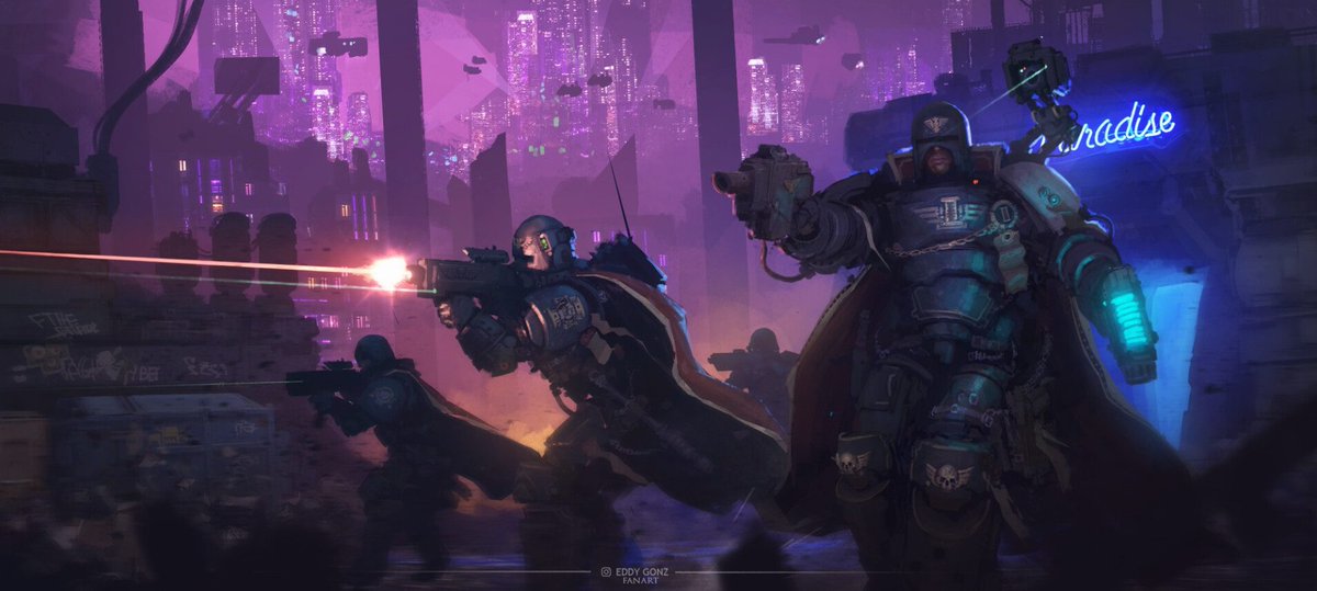 40kARTdotcom's tweet photo. Adeptus Arbites Warhammer 40k Art by Eddy Gonzalez Davila https://t.co/QGzTkrX4K0