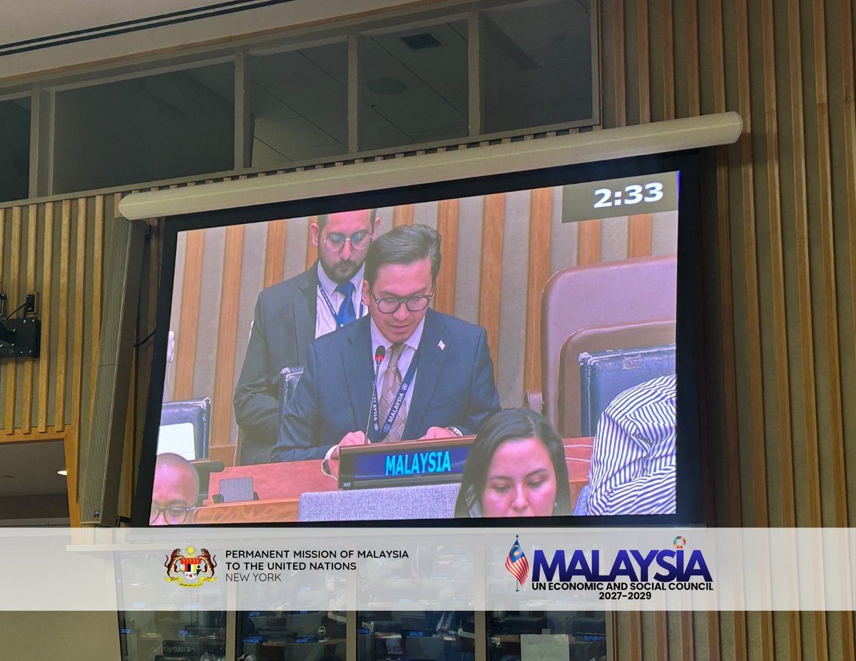 MYNewYorkUN1's tweet photo. At the 1C Thematic Debate on Other #Disarmament Measures and International Security, Malaysia 🇲🇾 views the rapid advancement of #ICTs as having brought unprecedented opportunities, but also increasingly complex challenges to international peace and security. #FirstCommittee #UN https://t.co/y9Zi7LFEKX