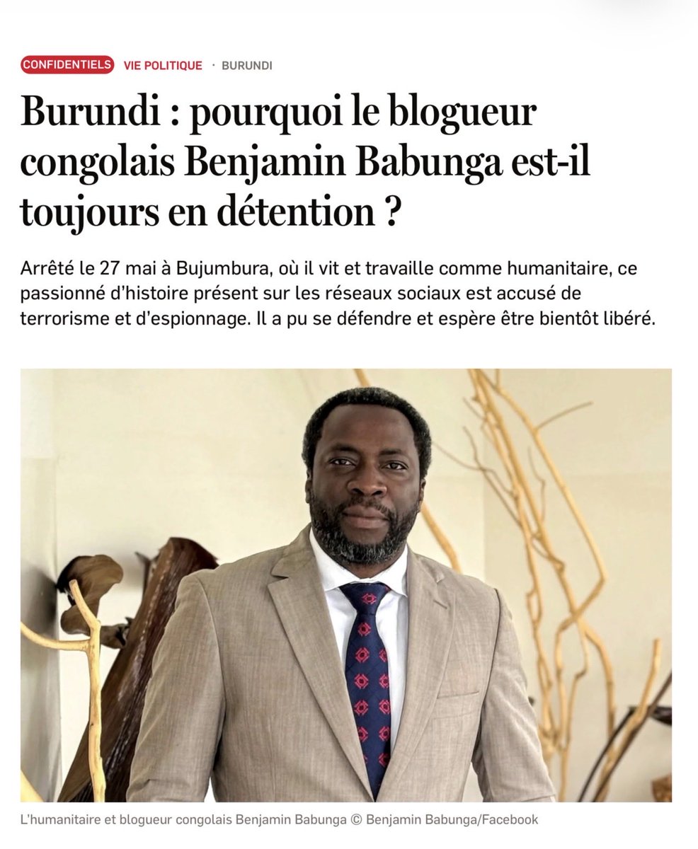 AwaziDr's tweet photo. đšDĂTENTION ILLĂGALE
L'humanitaire @benbabunga est pris en otage judiciaire au #Burundi.
⹠TGI Mukaza : Libération accordée
⹠Cour d'appel : Libération confirmée
Résultat : Toujours en cellule.
@UN_HRC @NtareHouse @GeneralNeva respectez vos propres tribunaux! #FreeBabunga https://t.co/0zJa4Gs4xi