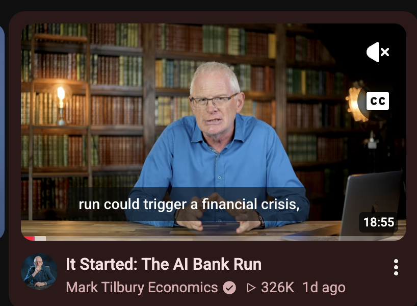 VolaTim's tweet photo. "The AI bank run could trigger a financial crisis"

326k views, 1 day https://t.co/fJbc4BAxYf