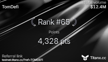 TomCryptoDefi's tweet photo. TITAN POINTS UPDATE 

I don't know if this will turn into something big, but they've confirmed that points will migrate to mainnet, so basically, we're earning points for free just by playing on a testnet. 

Earn 250 points just by signing up.
Claim $10,000 in testnet USDC.

🔗 https://t.co/k5IU8uYmfx
