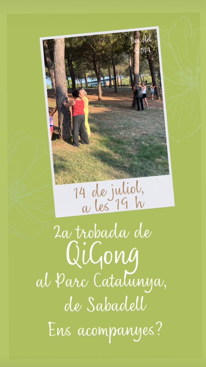 MeadouuRobledpH's tweet photo. Nuevo lunes de autocuidado. Mañana, 14 de julio, segundo encuentro de QiGong en el Parc Catalunya de Sabadell. Práctica abierta a todas las personas, con o sin experiencia. Movimiento consciente para cultivar equilibrio y calma. https://t.co/jPxhyZjVGw
