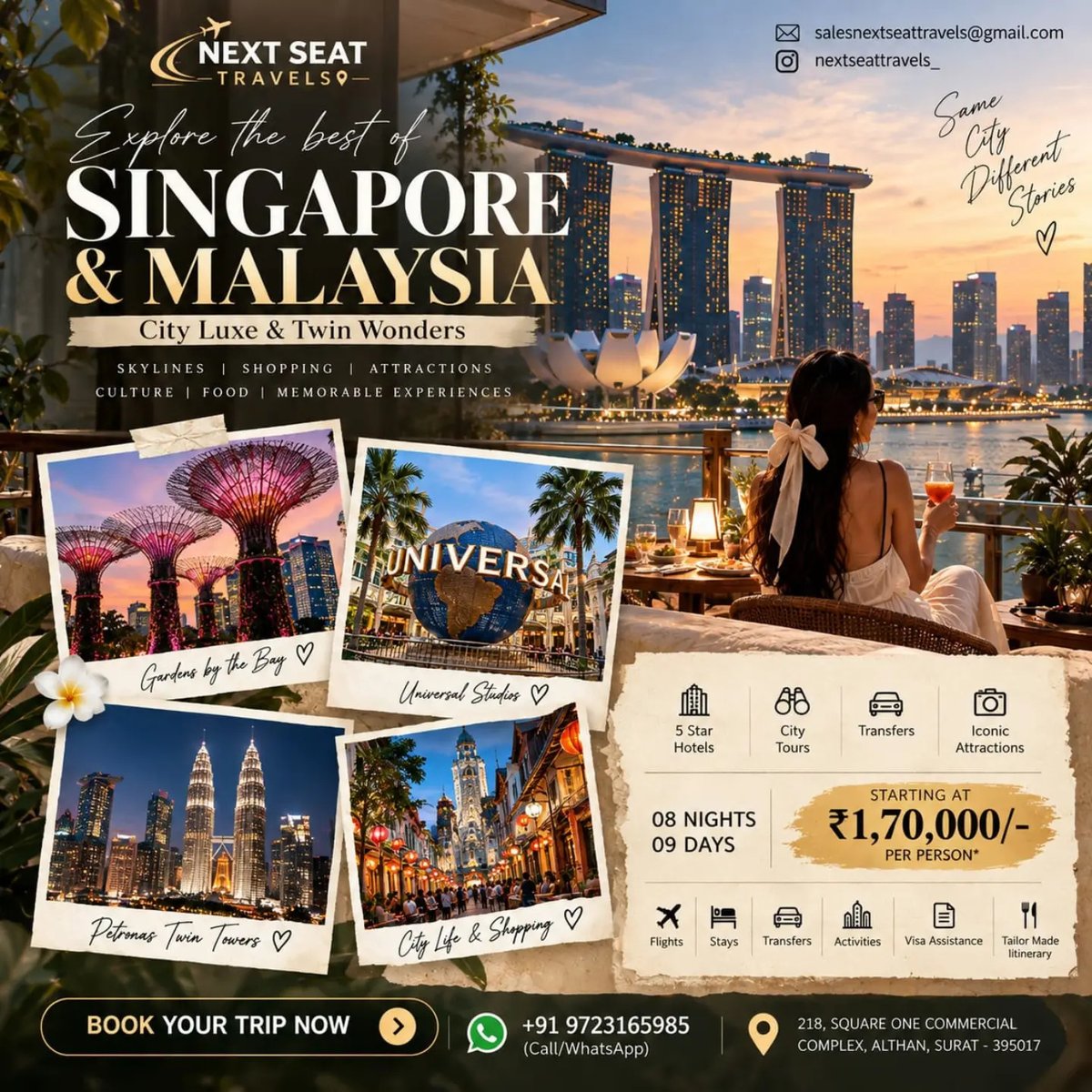 kamiskam's tweet photo. Singapore &amp; Malaysia: two destinations, one unforgettable journey. Enjoy city luxury, iconic attractions, shopping, culture and food across 8 nights/9 days. 5-star hotels, transfers, city tours and attractions from ₹1, 70, 000 per person. https://t.co/JI4WfVtdc6
