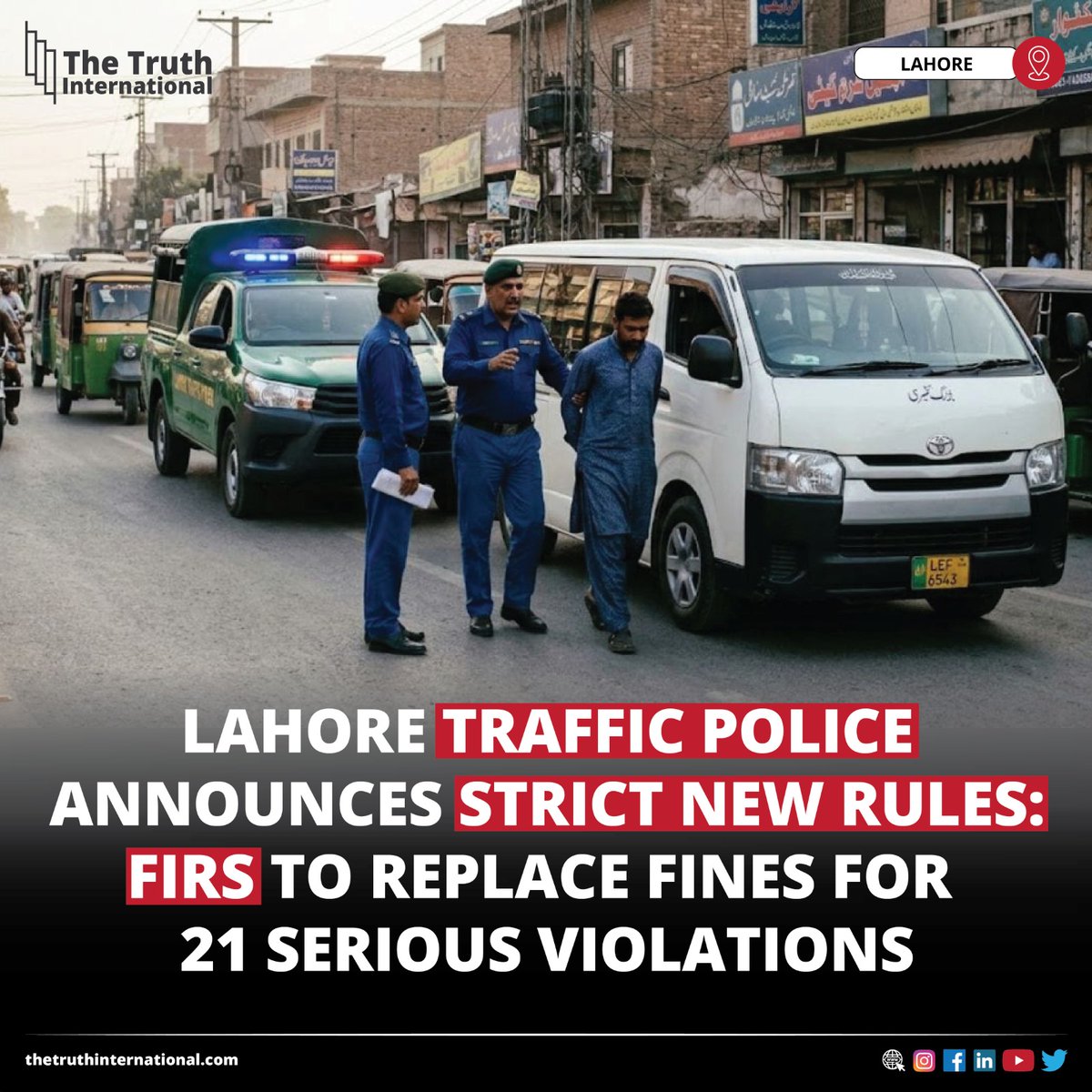 ttimagazine's tweet photo. Lahore Traffic Police Announces Strict New Rules: FIRs to Replace Fines for 21 Serious Violations
READ MORE: https://t.co/mRvEOMUCFv
#Lahore #TrafficPolice #Announces #Strict #NewRules #FIRs #Replace #Fines #21Serious #Violations #TTI https://t.co/sSiqsH8tTb