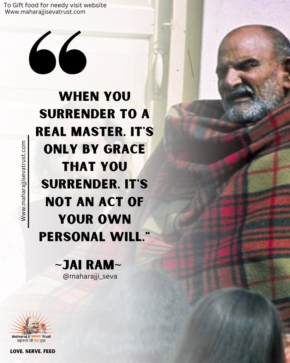Maharajjist's tweet photo. ♋️Ram~Ram♋️When you surrender to a real master, it’s only by grace that you surrender. It’s not an act of your own personal will. Once surrender has hap-pened, then everything in your life becomes your Guru, your Master, your Be-loved. There’s nowhere you go that He’s not there. There is nothing you’re thinking that he’s not programming (in a way). Just because He doesn’t want us to see Him now, that’s because that’s just what’s best for us. Because the real Guru can only do what is best for you.
No possibility. But a real master Satguru doesn’t have any personal desires left.
There is no..., they become the universe.
What is there for them to want? Or need? “So, a real master, a Bodhisattva, only can do what’s in the best interests of everybody. If we’re not seeing Him and the physical body now, that means that’s what our best interests are now and we have to accept that completely as the way He wants it. ‘Cause He could show up right now in this room, and sit on that chair right there. Who’s to say He’s not there? I just don’t see Him.
“For us, our job is to remember that love, to remember who He is, and to live in His presence as much as we can.” 
.
Excerpt:- It all abides in love by Jai Ram 
.
Jai Sri Neem Karoli baba🙏🏻 
.
https://t.co/loktkhjhsH
. 
.
.
.
.
.
.
.
.
.
.
.
.
.
.
.
.
.
.
.
.
.
.
.
.
.
.
.
.
.
#neemkarolibaba #neemkarolimaharajji #neemkarolibabaashram #neemkarolibabaashramtaos #hanuman #kainchidham #ramdass #usa #love #newyork #losangeles #atlanta #boston #krishnadas #australia #neemkaroli #unitedkingdom #Viratkohli#neemkarolibabaji #canada #maharajji  #banglore #mumbai #newzealand #germany #california #ram #anushkasharma #bollywood #maxico