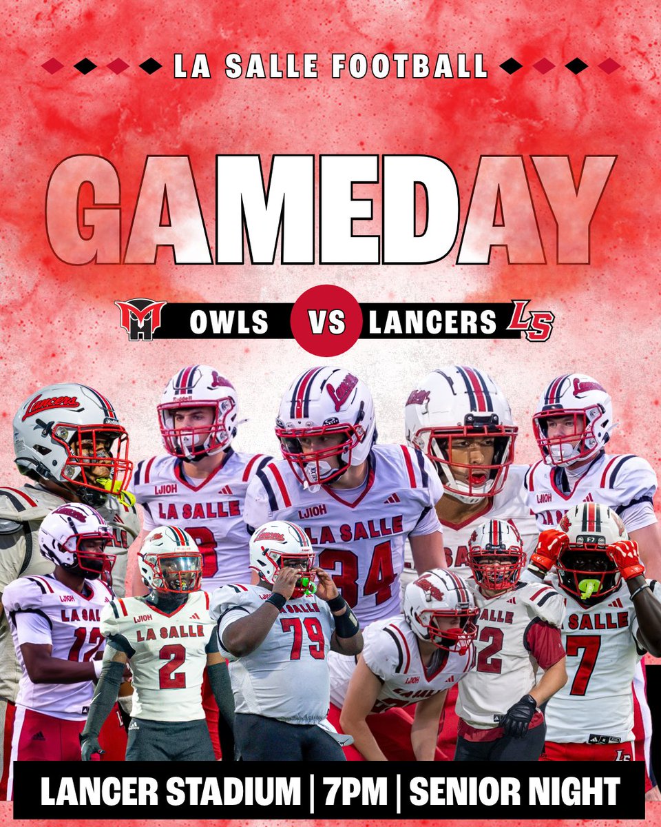 LS_LancerATH's tweet photo. GAME DAY!

The Lancers host the Mt. Healthy Owls tonight at 7 PM at Lancer Stadium!

TONIGHT IS SENIOR NIGHT! Join us as we honor and celebrate our seniors!

Live Stream Link: https://t.co/6p7lu0Zue2
@LS_LancerFB @LaSalleAlumni @LaSallePride https://t.co/rc6yQU5q3I